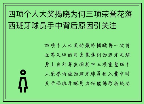 四项个人大奖揭晓为何三项荣誉花落西班牙球员手中背后原因引关注